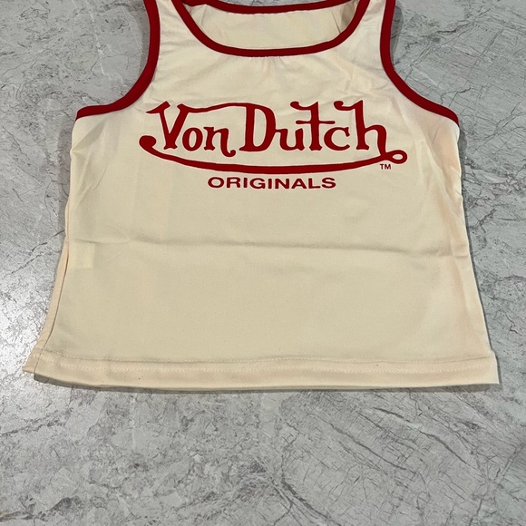SLIM FIT Original Vintage Von Crop Top T-Shirt Dutch Baby Tee Tank Tops - Picture 3 of 3